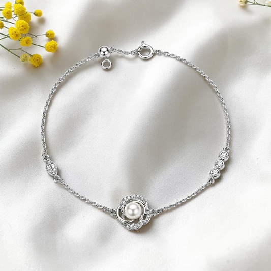 Celeste Pearl Halo Bracelet