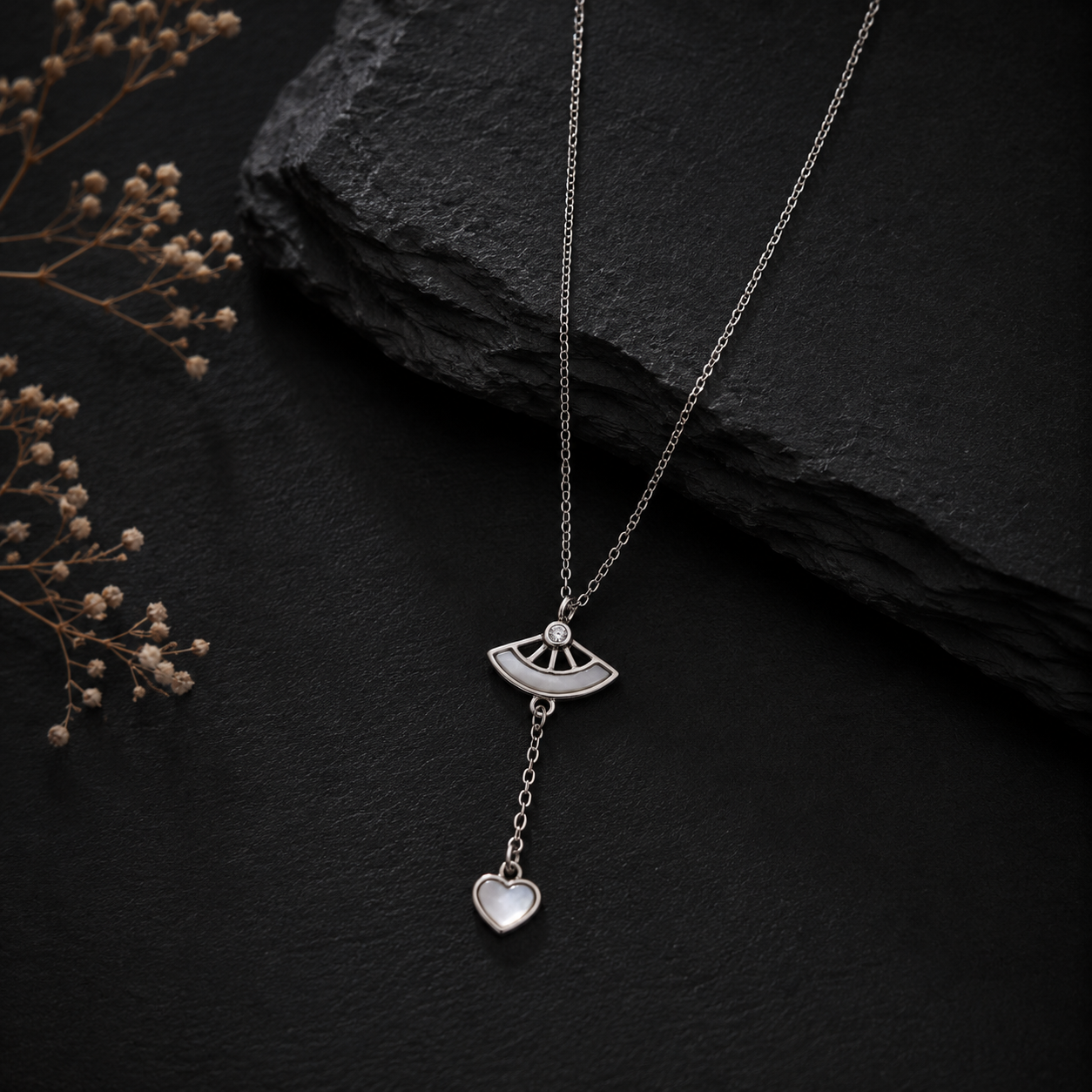 Heart Drop MOP 925 Silver Necklace