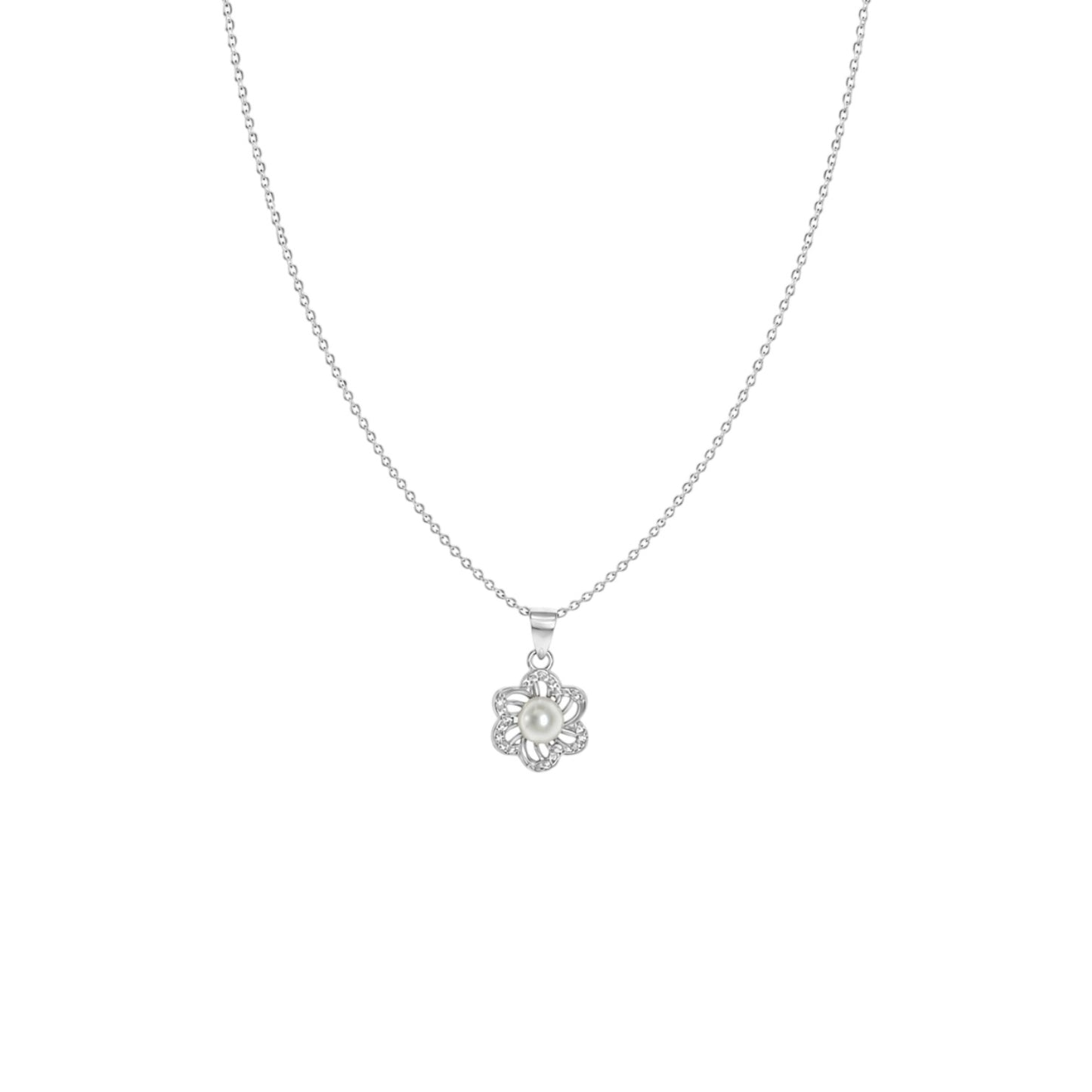 Pearl Blossom 925 Sterling Silver Pendant Necklace