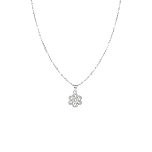 Pearl Blossom 925 Sterling Silver Pendant Necklace