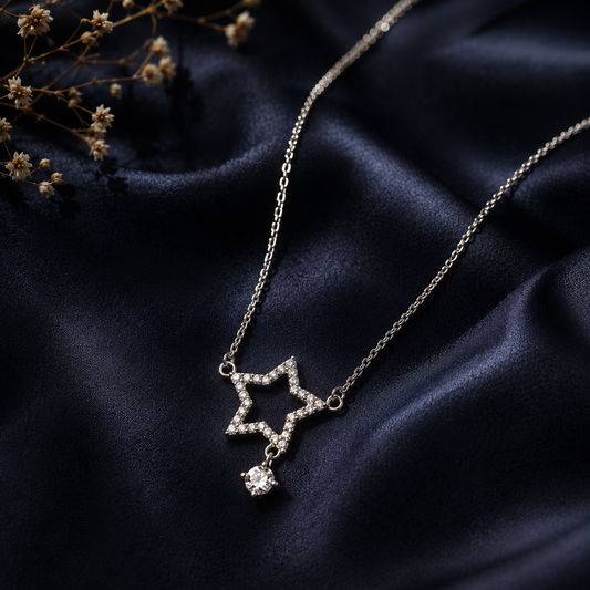 Star Drop 925 Silver Necklace