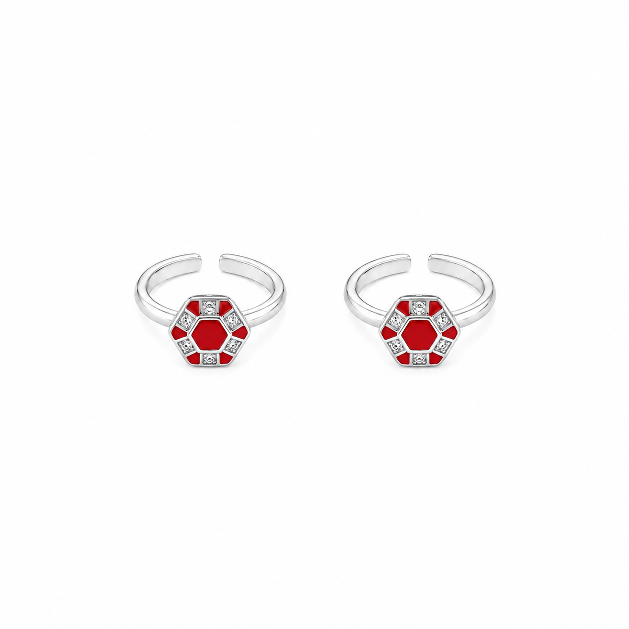 Ruby Blossom Adjustable Toe Rings