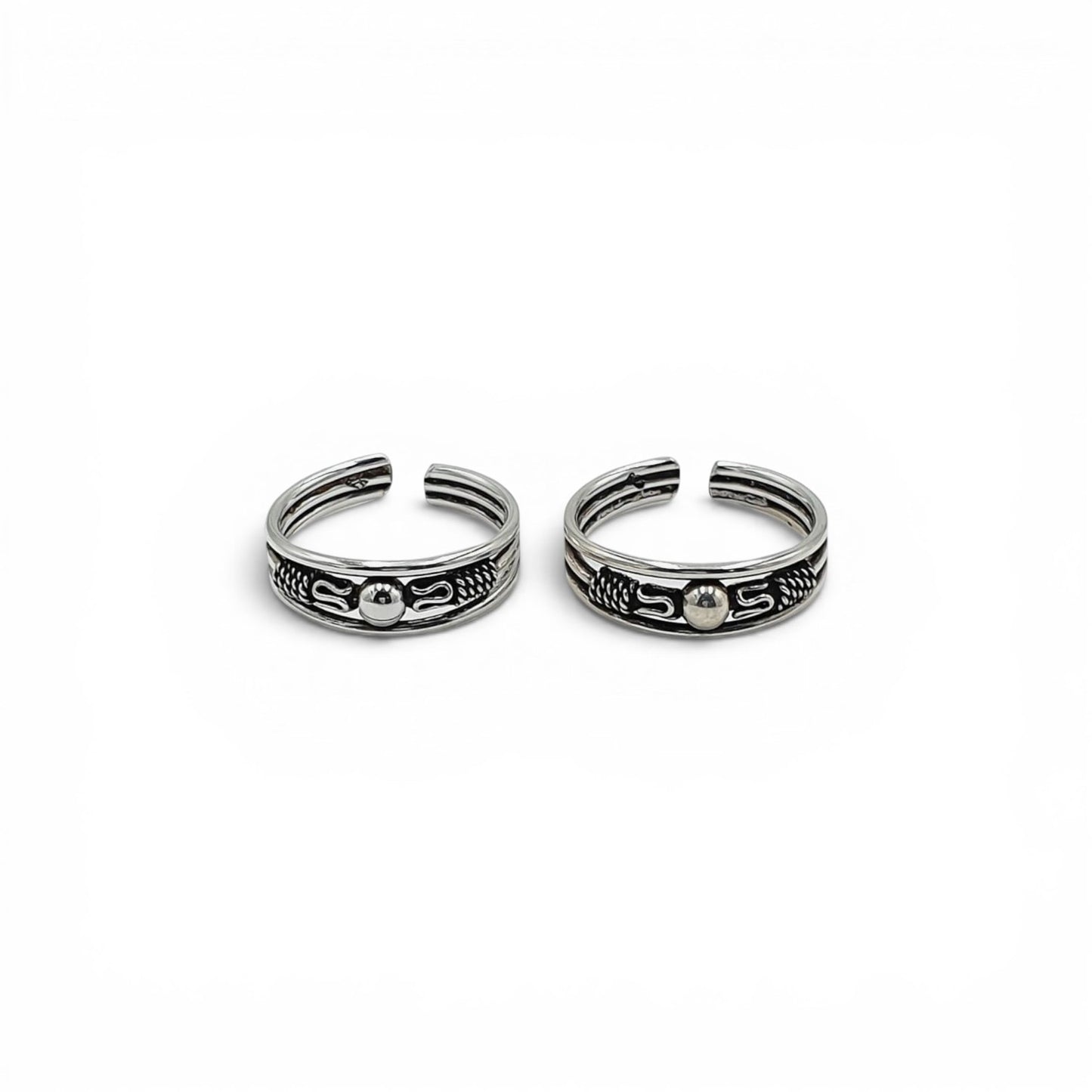 Vintage Bead Adjustable Toe Ring Pair