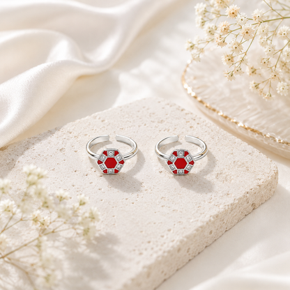 Ruby Blossom Adjustable Toe Rings