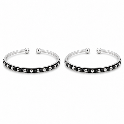 Black Crystal & Silver Baby Kada Pair