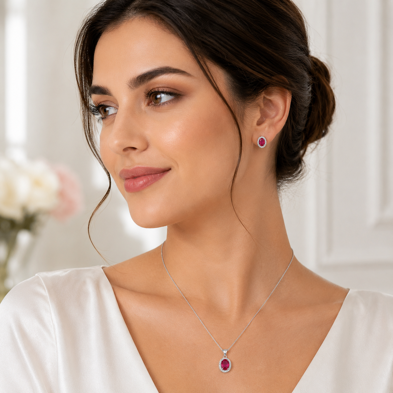 Radiant Red Stone Jewelry Set