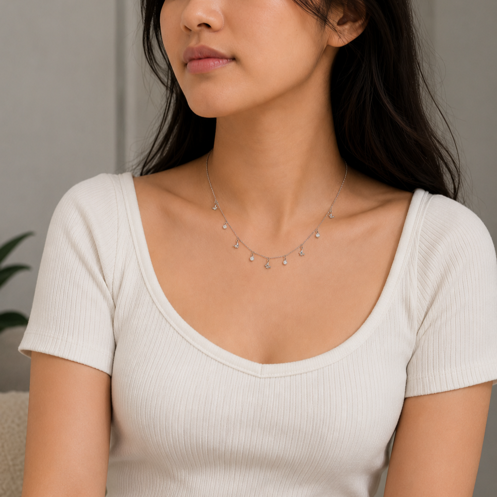 Butterfly Charm Drop Necklace