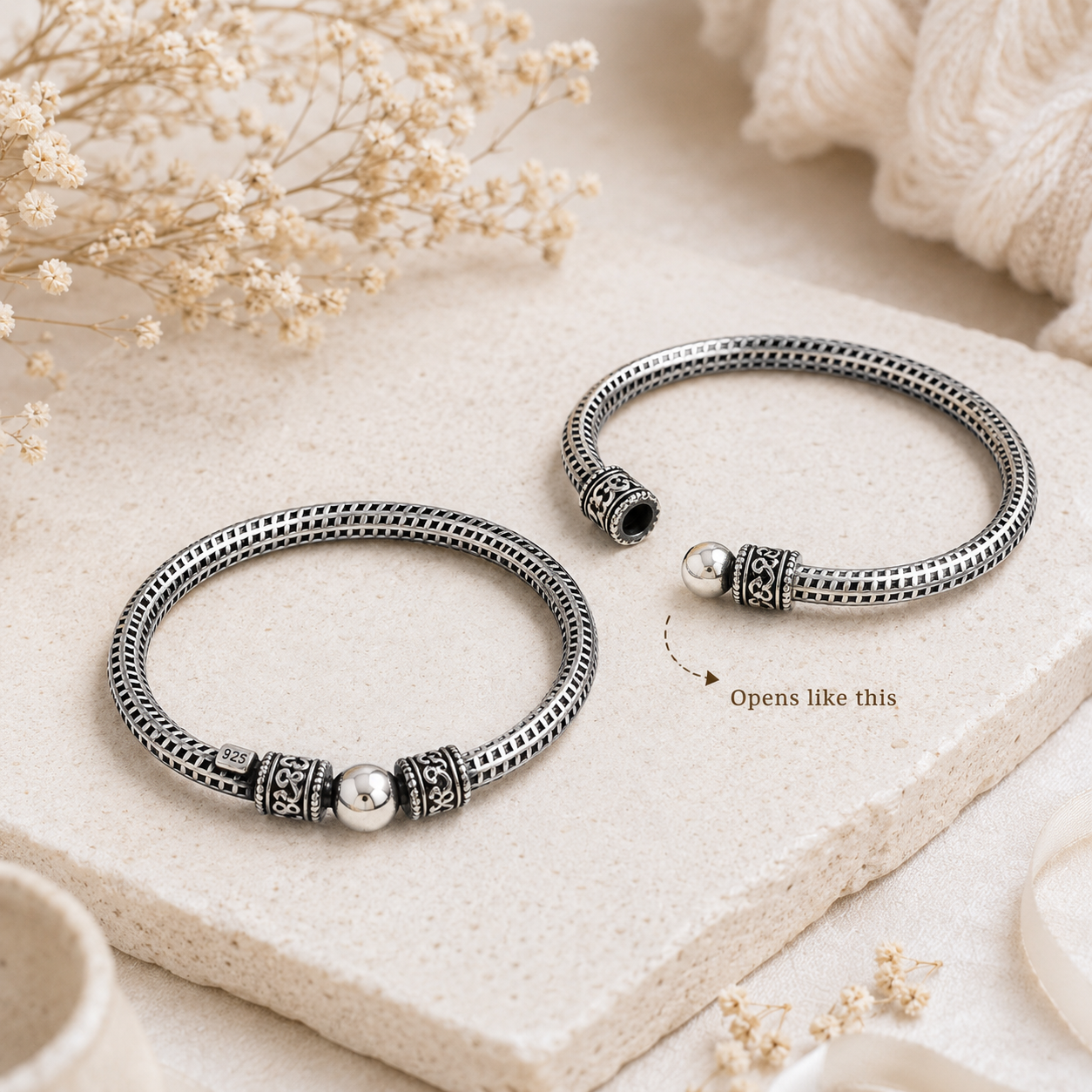 Traditional Oxidised Baby Kada Pair