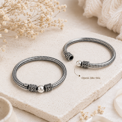 Traditional Oxidised Baby Kada Pair