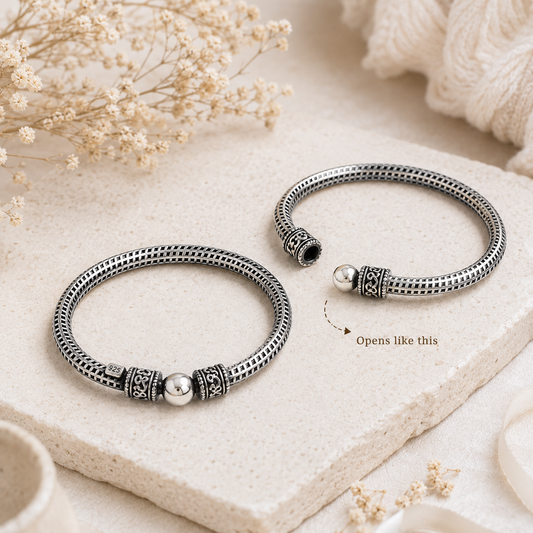 Traditional Oxidised Baby Kada Pair