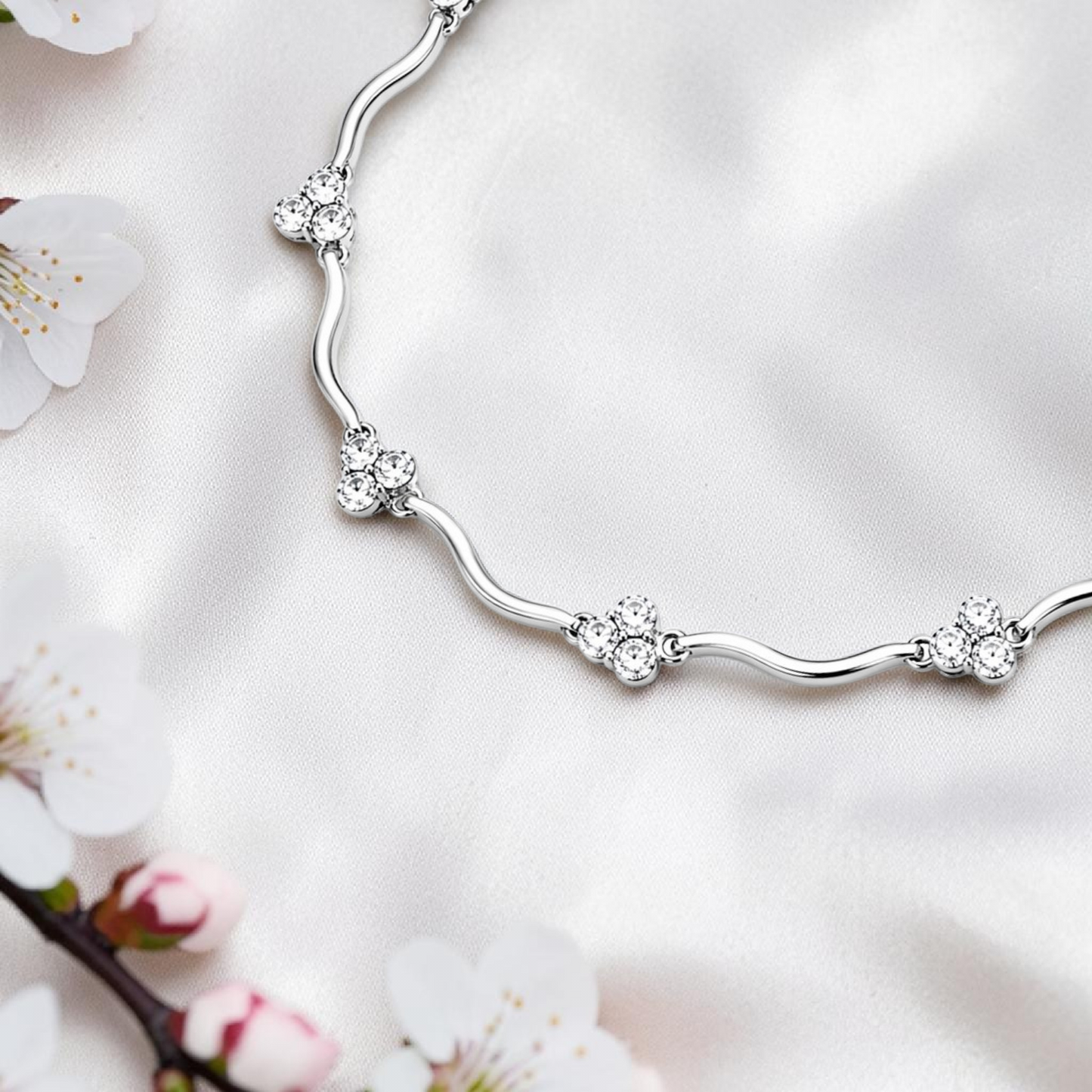 Elegant Wave Diamond Cluster Bracelet