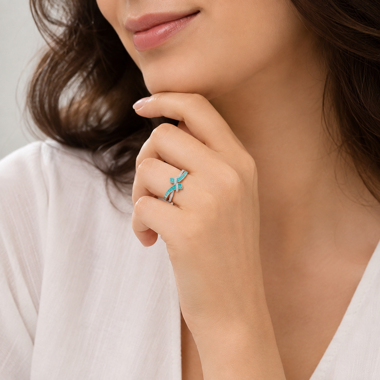 Azure Opal Crossover Ring