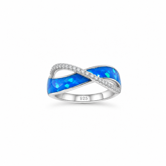 Blue Opal Crossover Ring