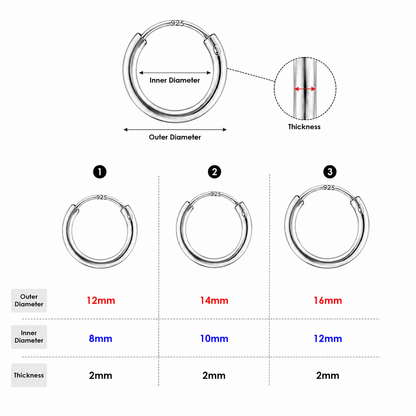 Thick Classic Hoop Earrings (12mm - 16mm)