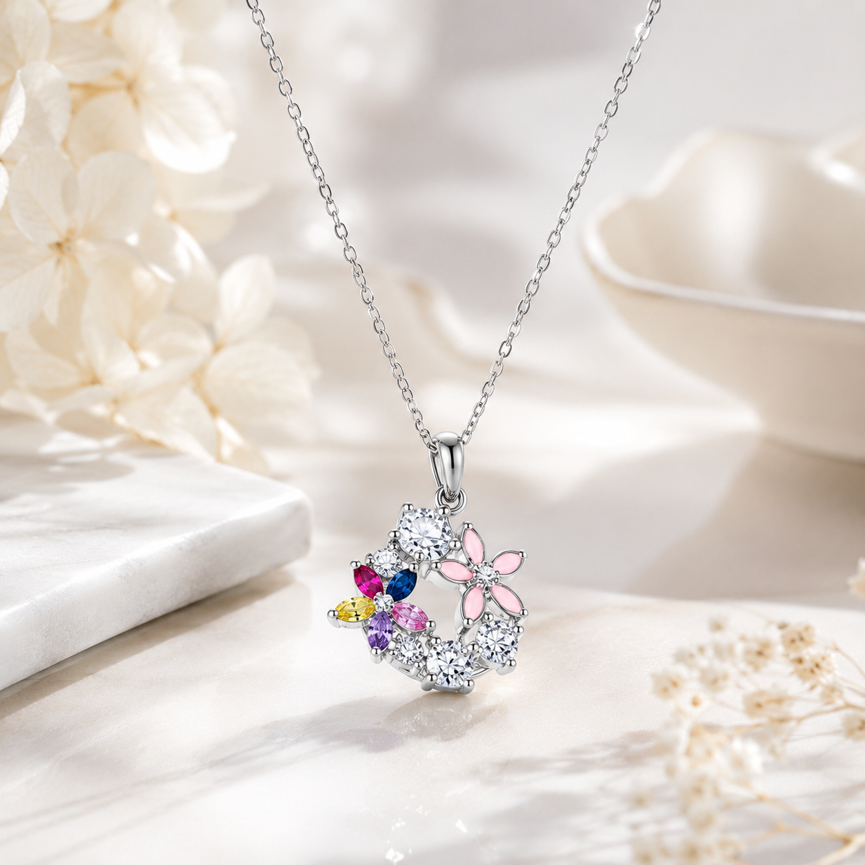 Floral Elegance Pendant & Earrings Set