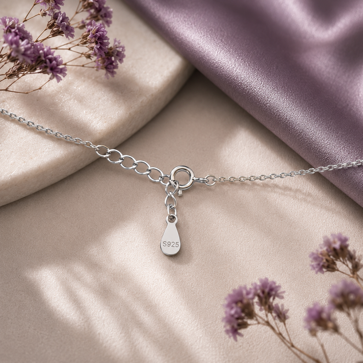 Rose Pearl Blossom Drop 925 Silver Necklace
