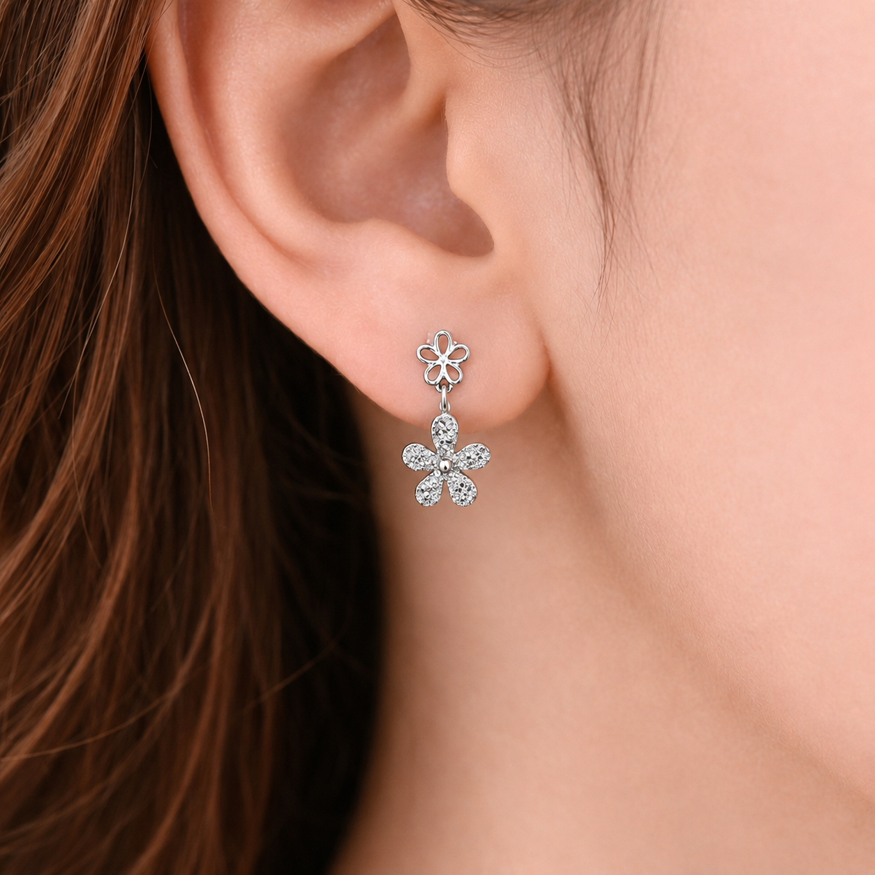 Dual Floral Drop Earrings