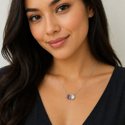 Dual Gemstone Pendant Necklace