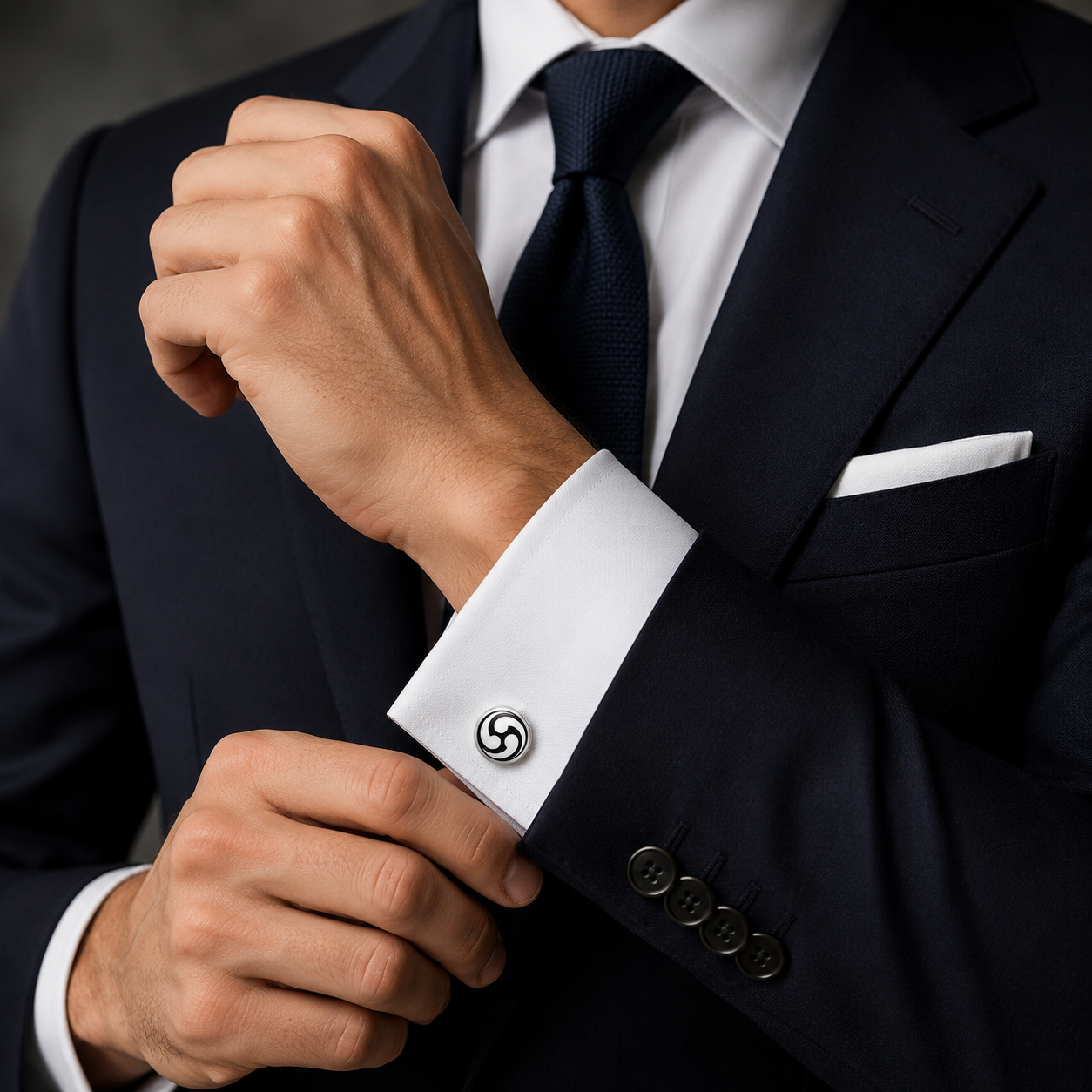 Monogrammed Circular Silver Cufflinks