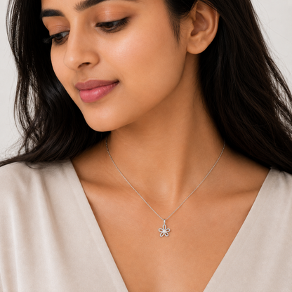 Pearl Bloom Floral 925 Silver Necklace