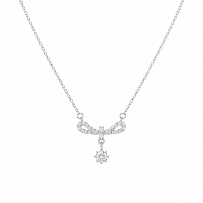 Bow Drop Necklace in 925 Sterling Silver
