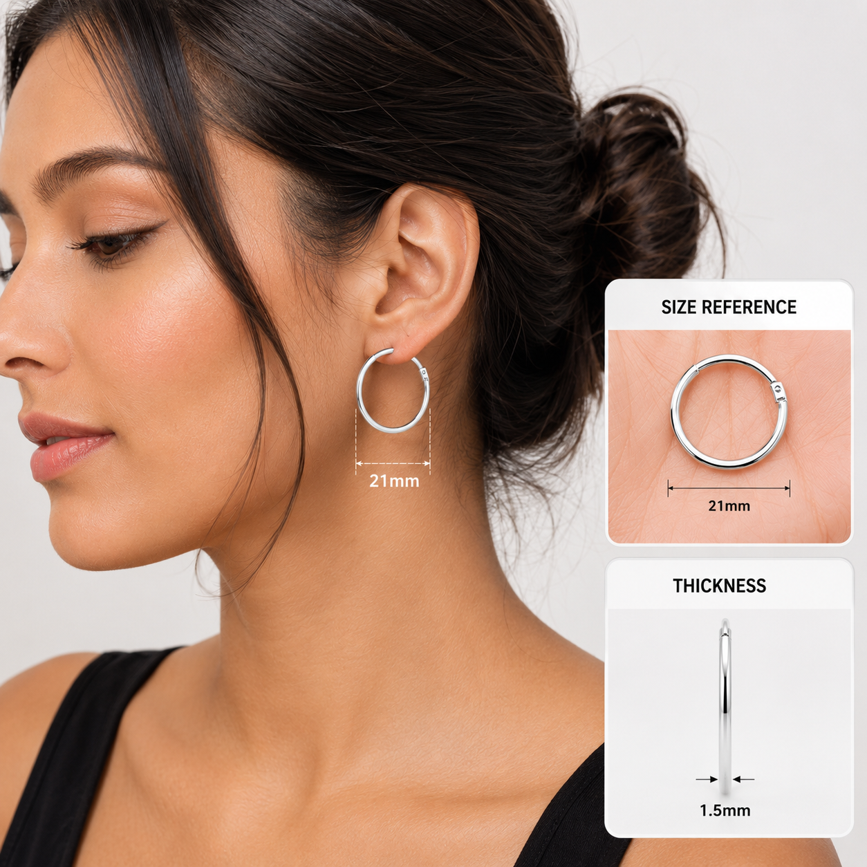 Sterling Silver Endless Hoop Earrings (8mm–24mm)