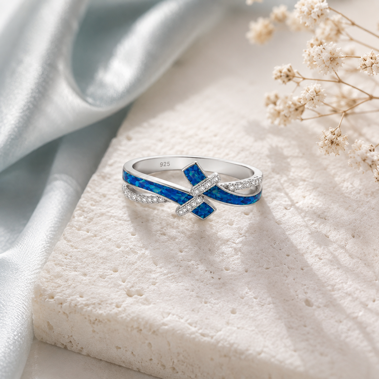 Azure Opal Crossover Ring