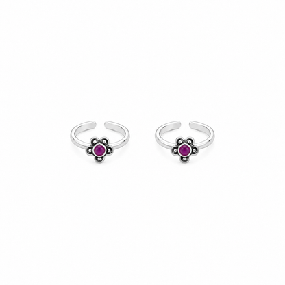 Amethyst Bloom Adjustable Toe Rings