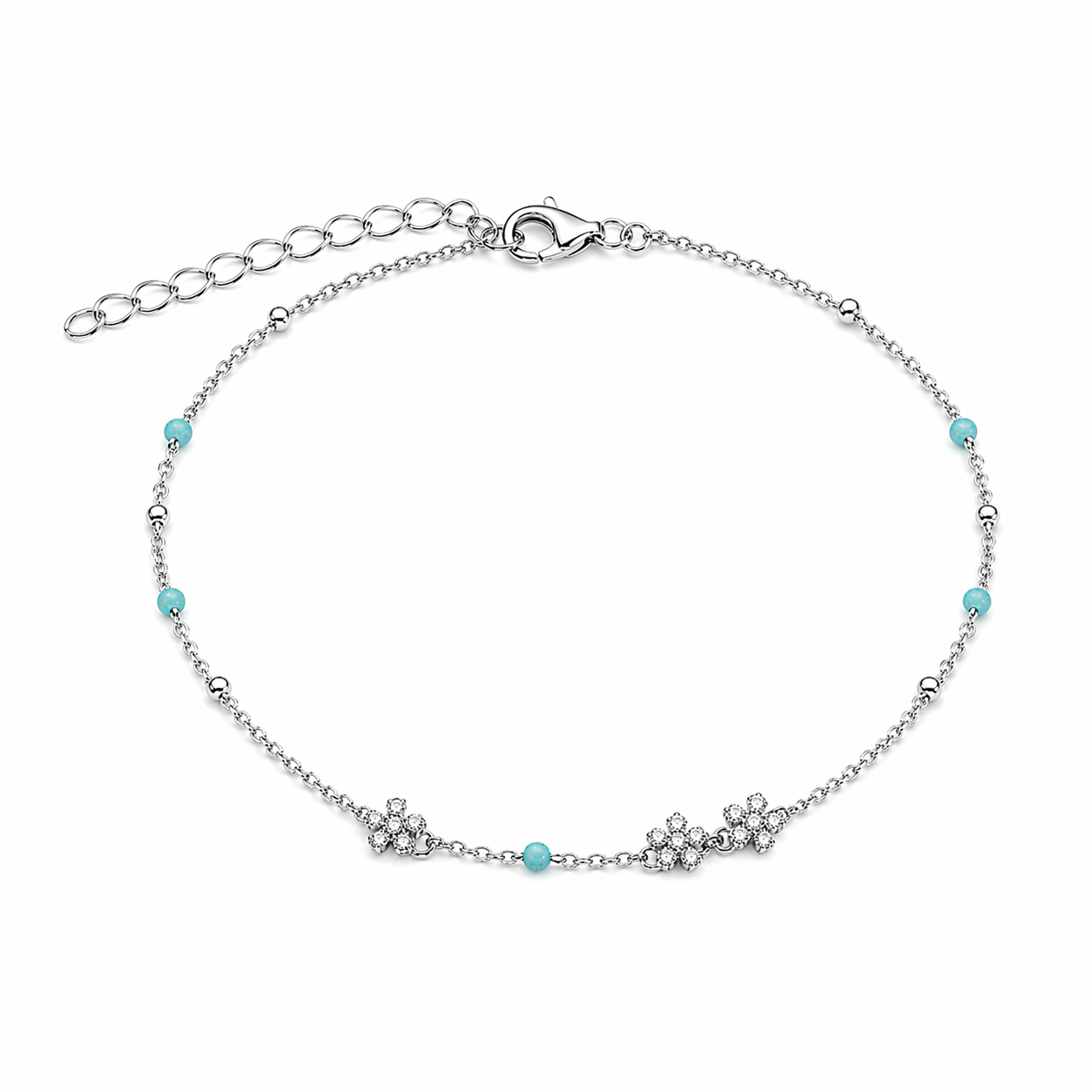 Floral Turquoise Charm Bracelet