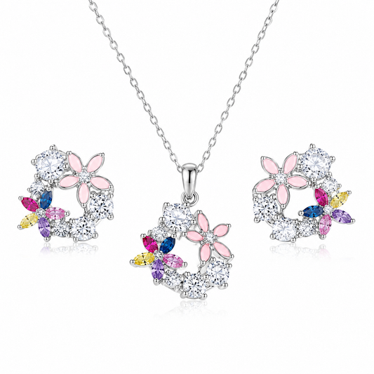 Floral Elegance Pendant & Earrings Set