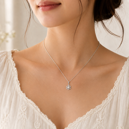 Pearl Blossom 925 Sterling Silver Pendant Necklace