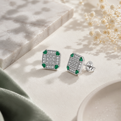Emerald Frame Stud Earrings
