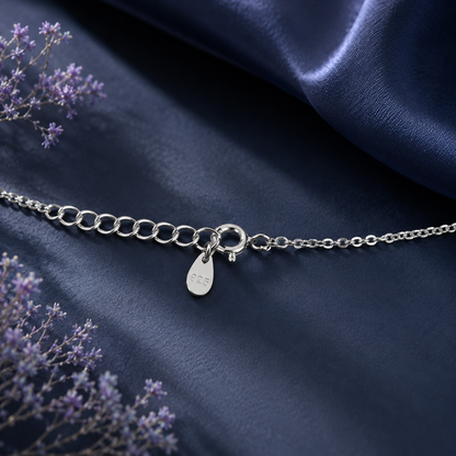 Floral Drop Diamond Necklace in 925 Sterling Silver