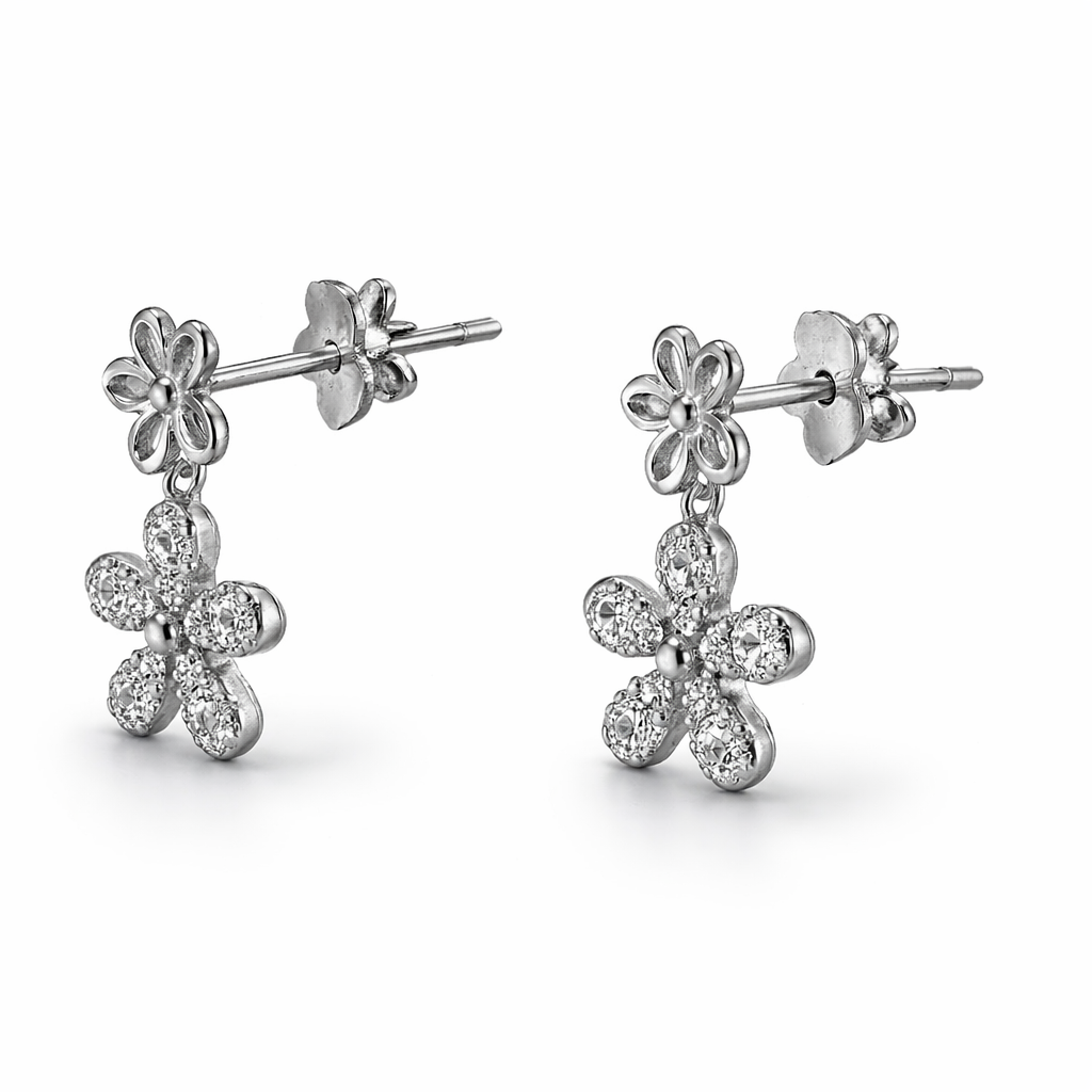 Dual Floral Drop Earrings