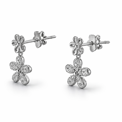 Dual Floral Drop Earrings