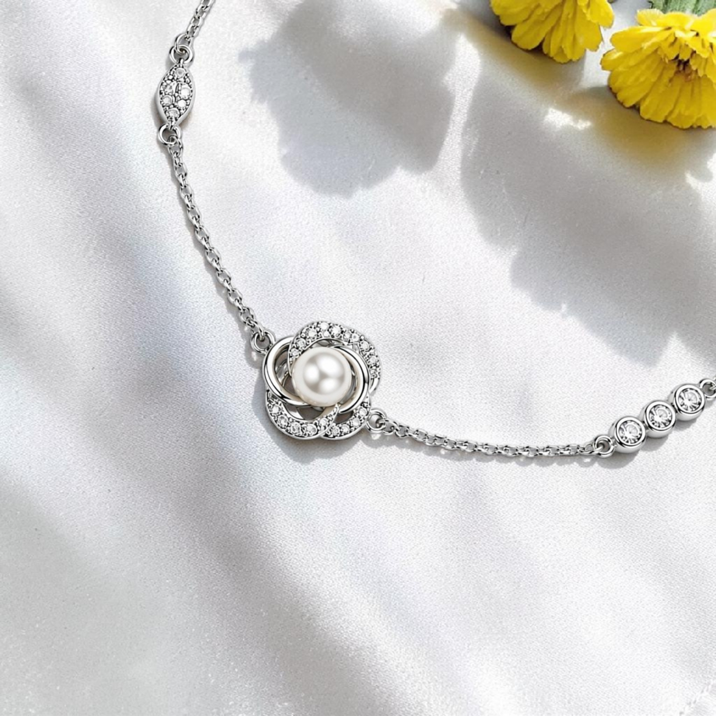 Celeste Pearl Halo Bracelet