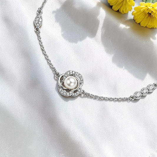 Celeste Pearl Halo Bracelet