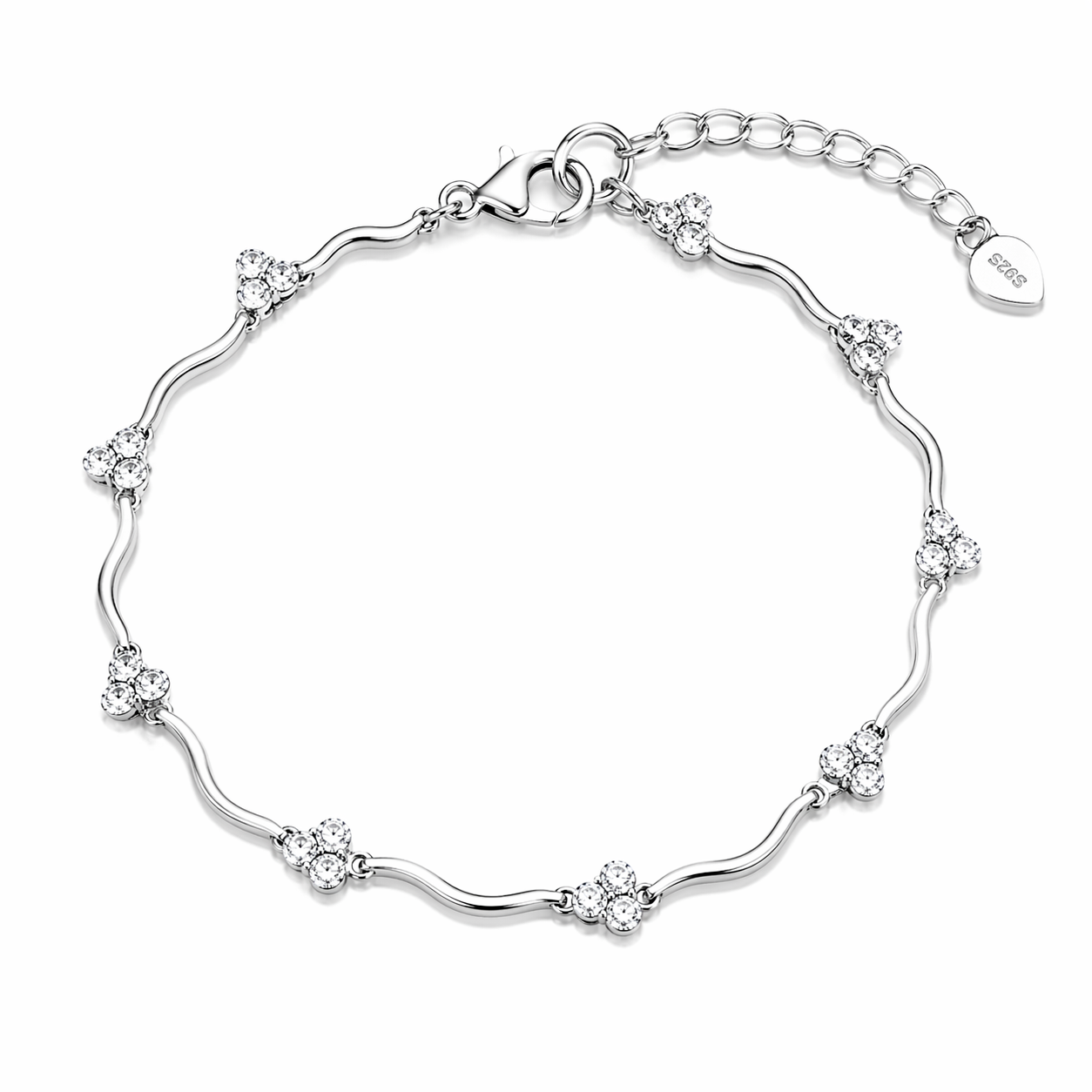 Elegant Wave Diamond Cluster Bracelet
