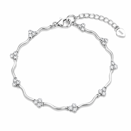 Elegant Wave Diamond Cluster Bracelet