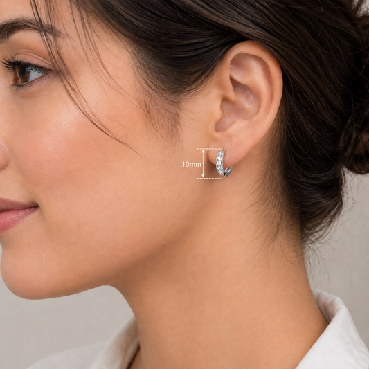 925 Sterling Silver CZ Huggie Hoop Earrings
