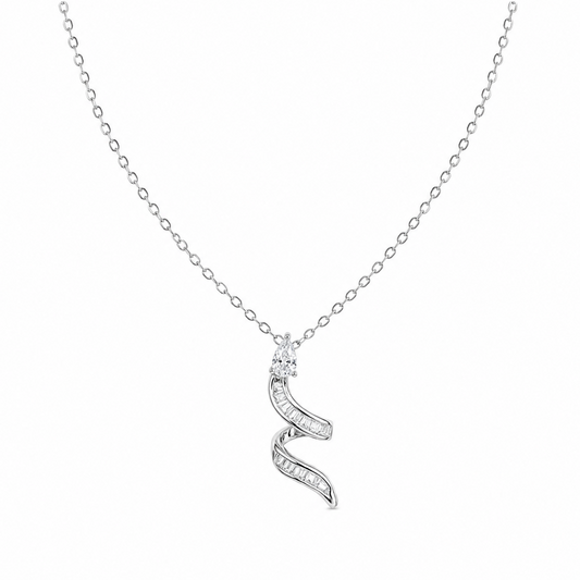 Twisted Elegance CZ Pendant Necklace