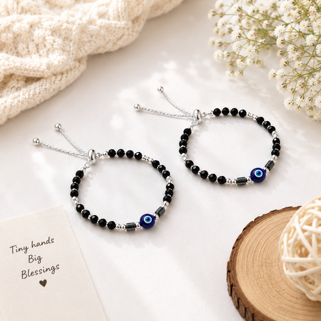 Adjustable Baby Bracelet With Evil Eye