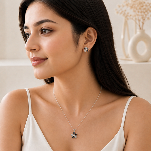 Pearl Bloom Floral Pendant Set