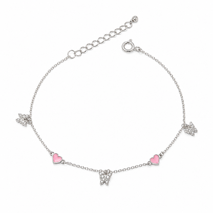 Flutter Heart & Butterfly Charm Bracelet