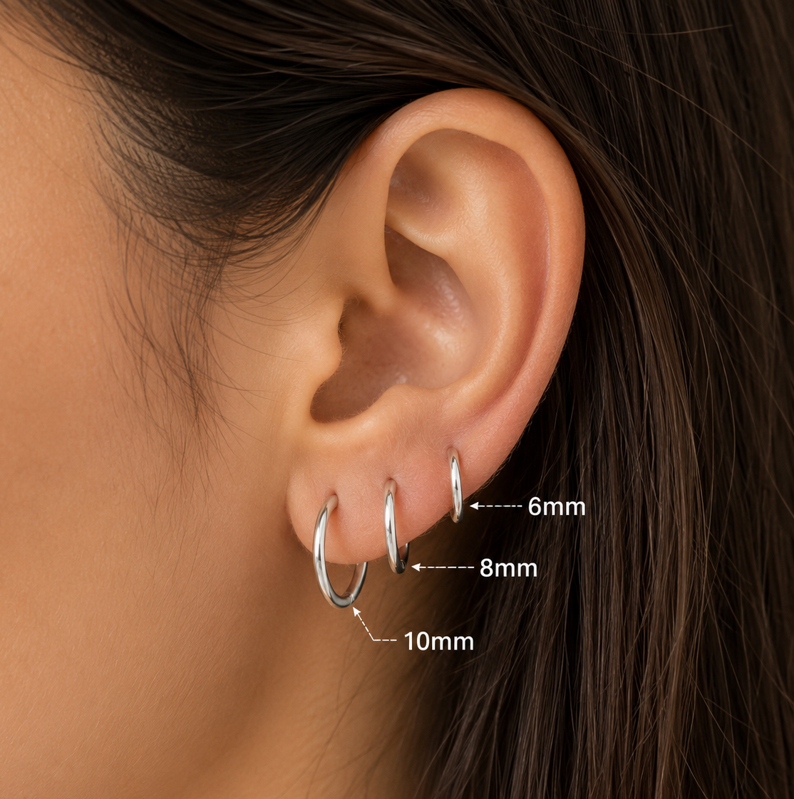Sterling Silver Endless Hoop Earrings (8mm–24mm)