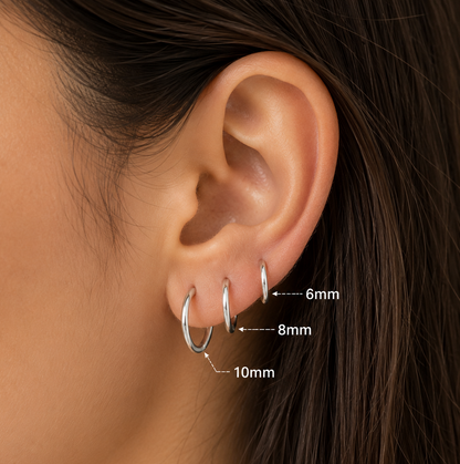 Sterling Silver Endless Hoop Earrings (8mm–24mm)