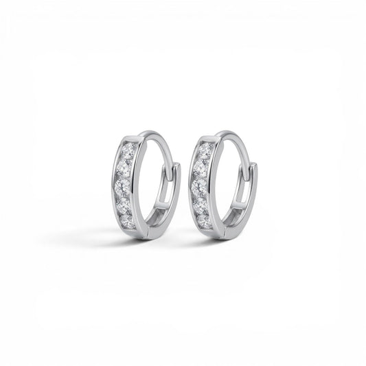 925 Sterling Silver CZ Huggie Hoop Earrings