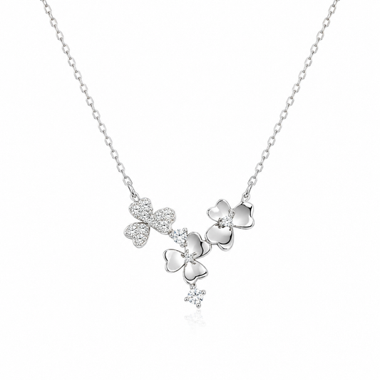 Midnight Bloom Silver Necklace
