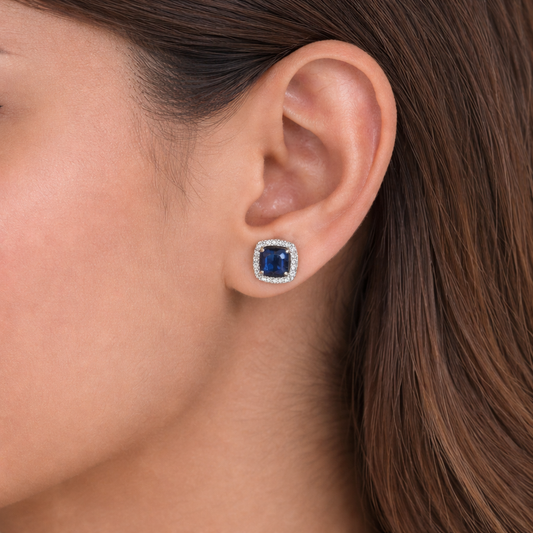 Sapphire Look Stud Earrings