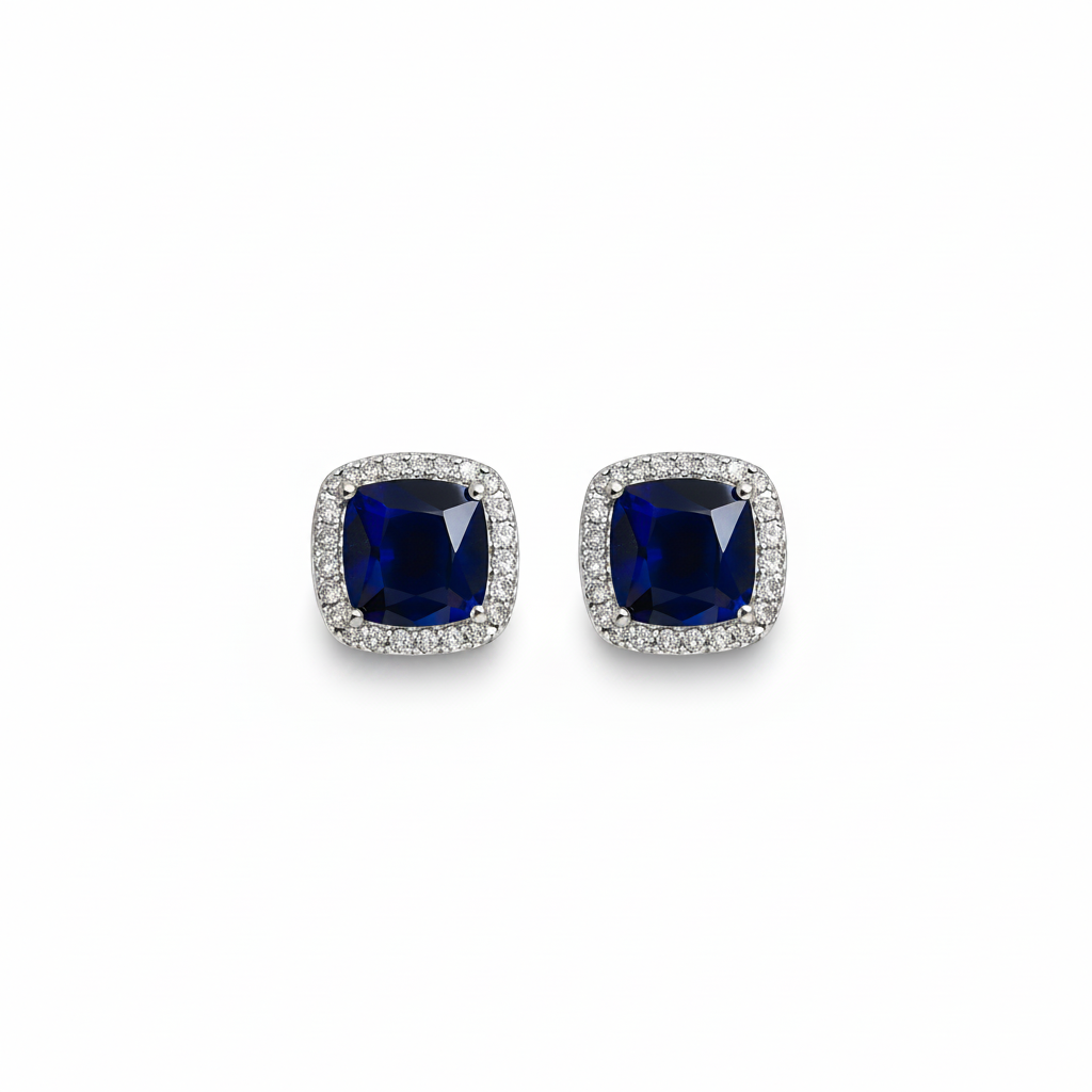 Sapphire Look Stud Earrings